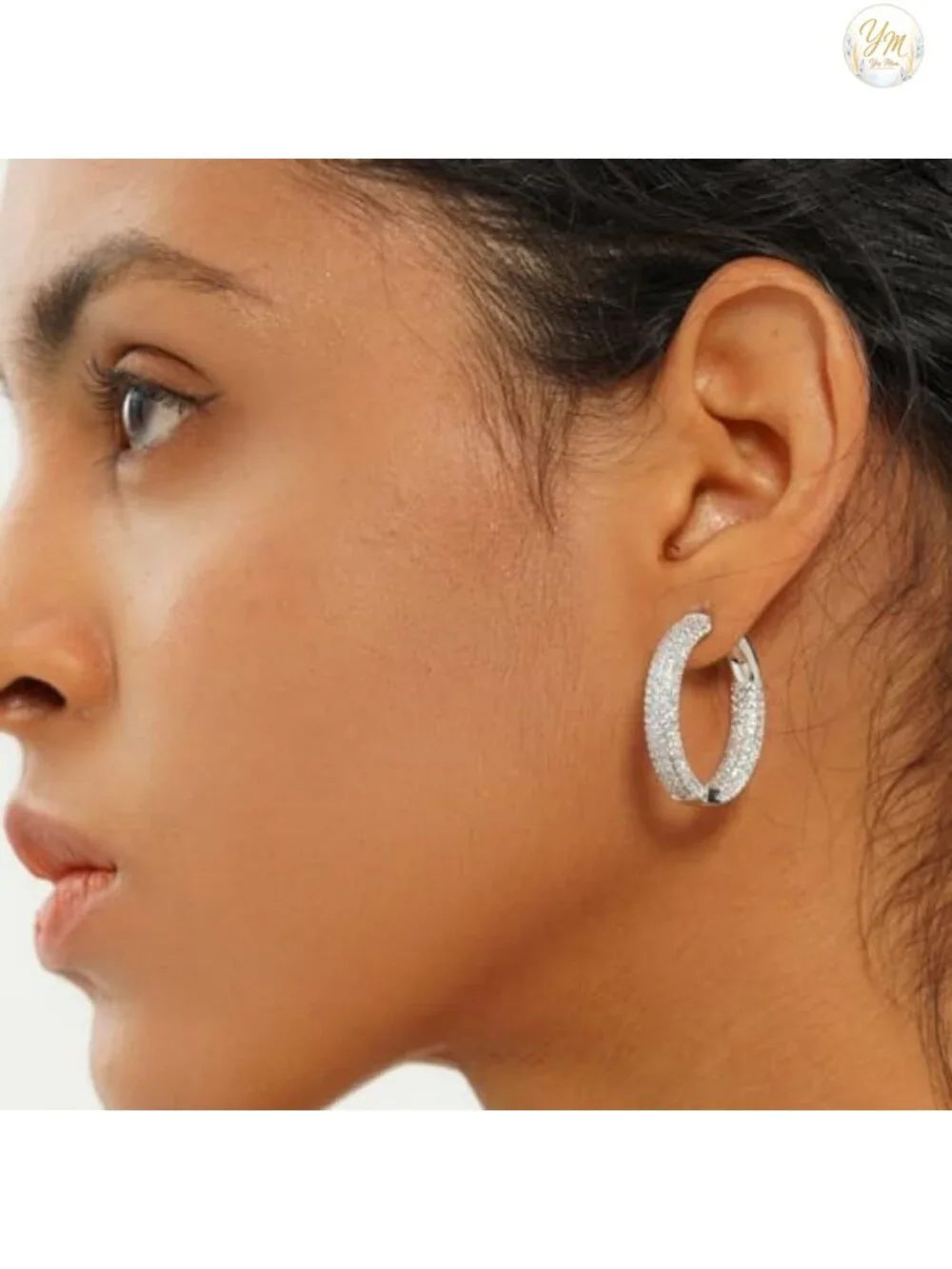 Iced Out Hoop Earrings 14K Gold Plated Huggie CZ Cartilage Cuff Hypoallergenic